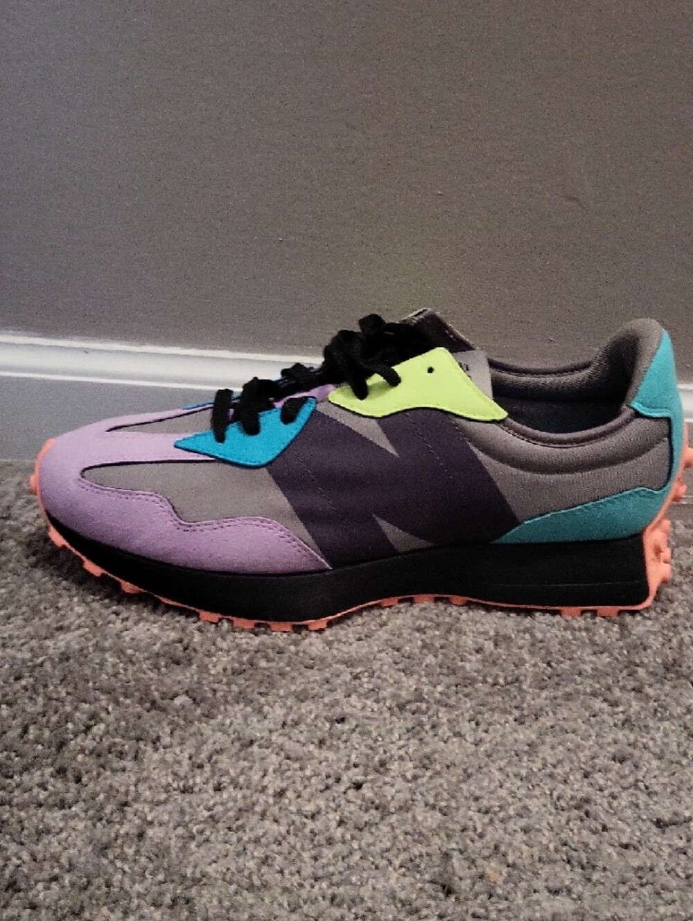 New Balance Men's 327 Colorblock Runner — Purple, Teal & Neon Accent - Picture 3 of 9